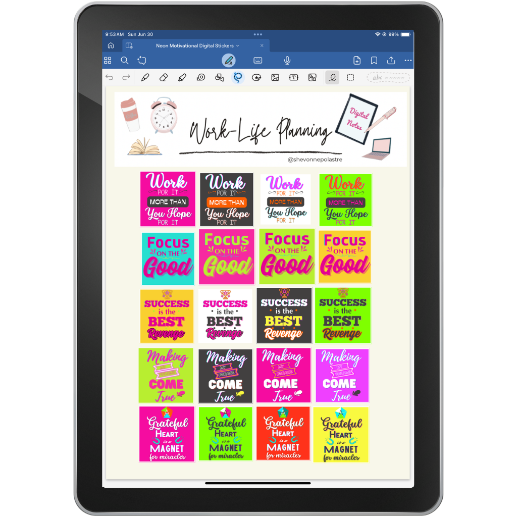 Neon Motivational Digital Stickers for GoodNotes & PNGs | Bright and Inspiring Quotes for Planners and Journals