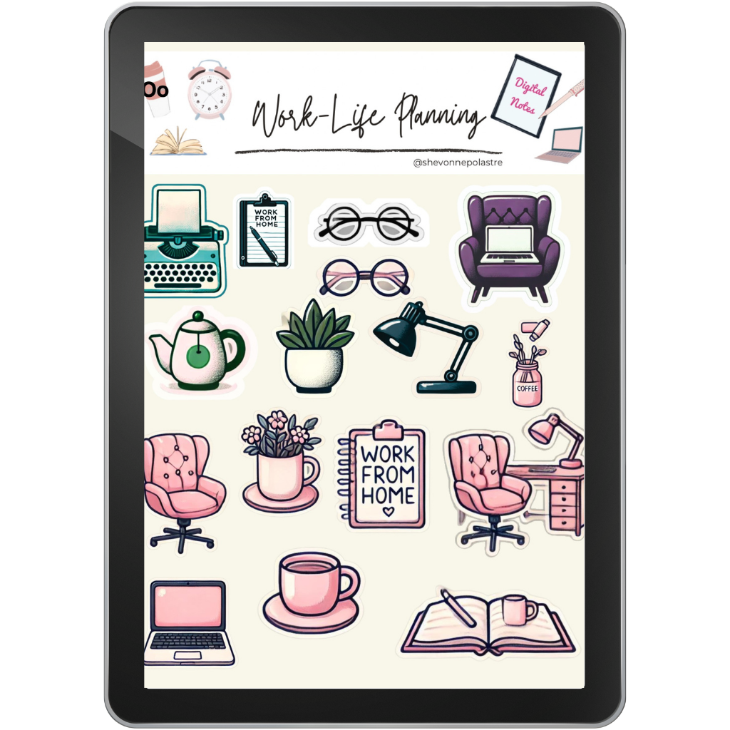 WFH Planner Stickers: Beautify Your Remote Work Planner, GoodNotes & Pre-cropped PNGs