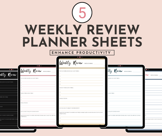 Digital Weekly Planner | Printable Weekly Review Sheets | Undated Productivity Organizer | GoodNotes