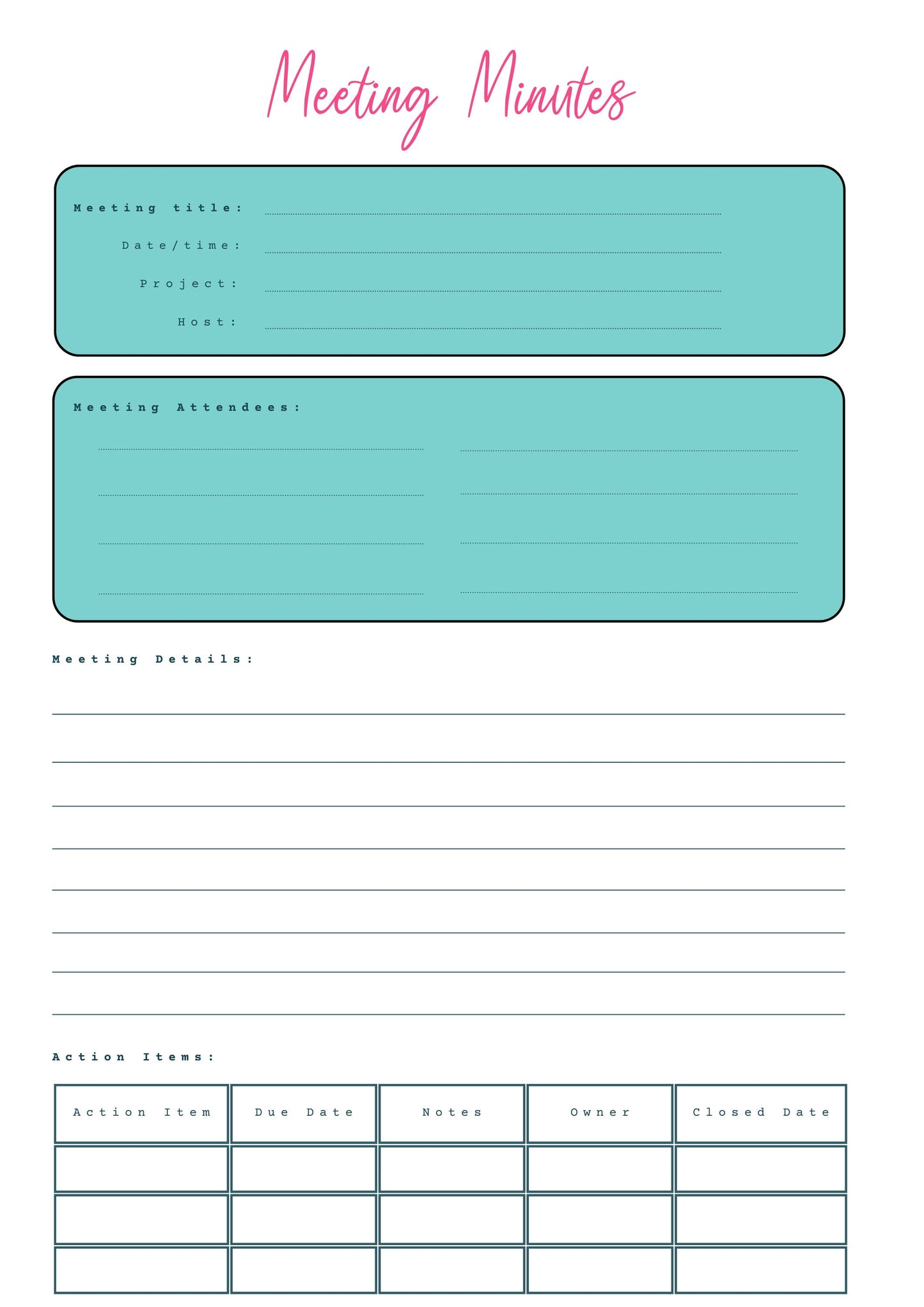 Meeting Minutes Template Bundle | Project Management, Business, and Team Meeting Templates | Editable & Printable PDF