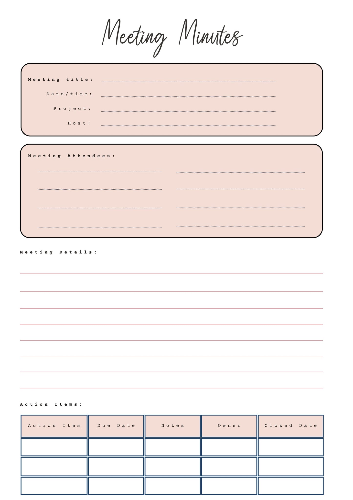 Meeting Minutes Template Bundle | Project Management, Business, and Team Meeting Templates | Editable & Printable PDF